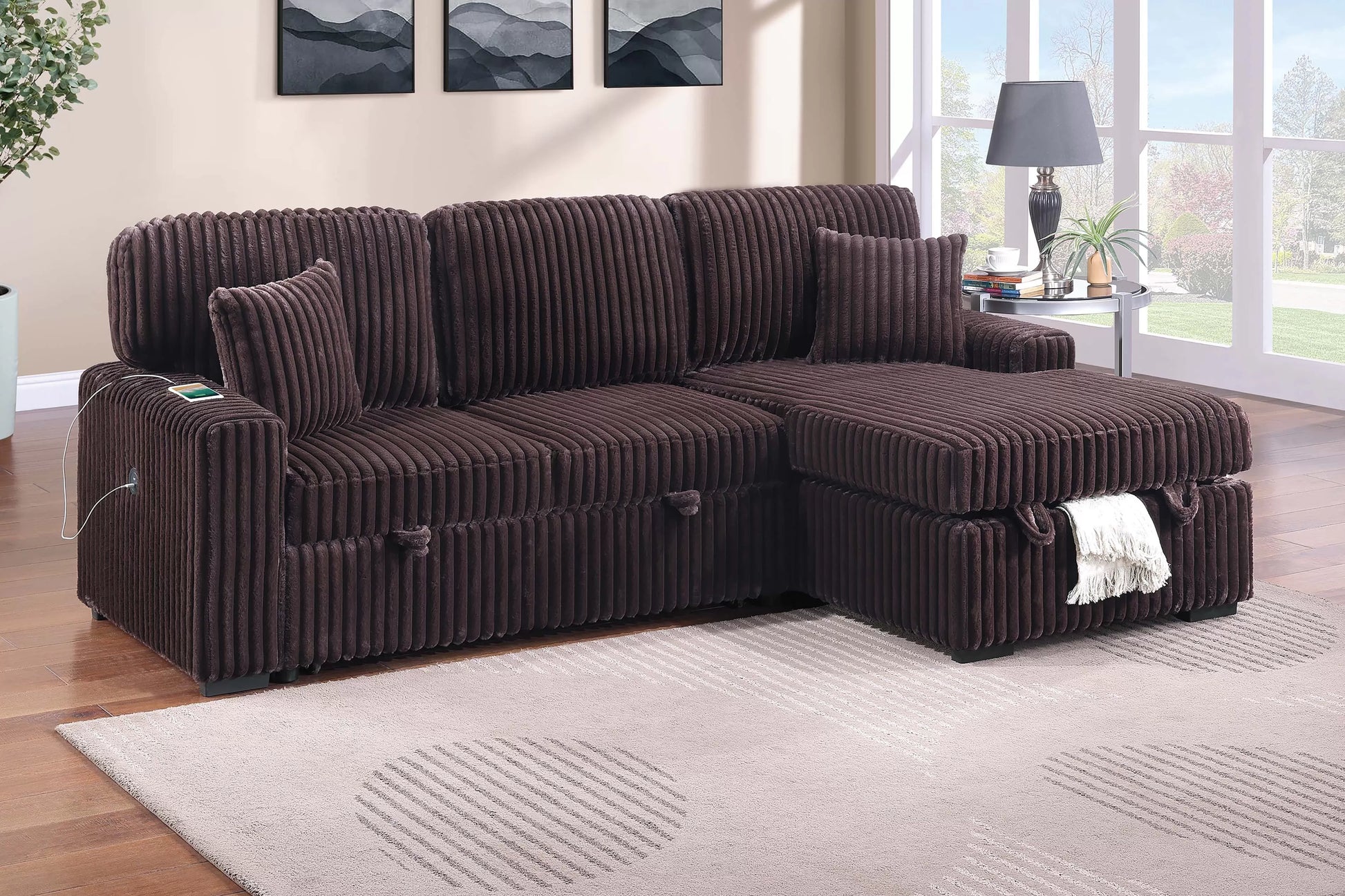 F8575 Coffee Convertible Sectional — main view