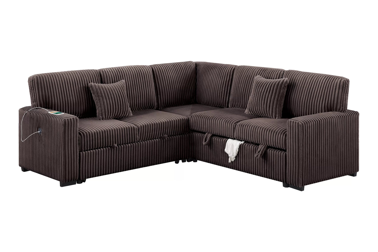 F8576 Chocolate 3-Piece Convertible Sectional — view 3