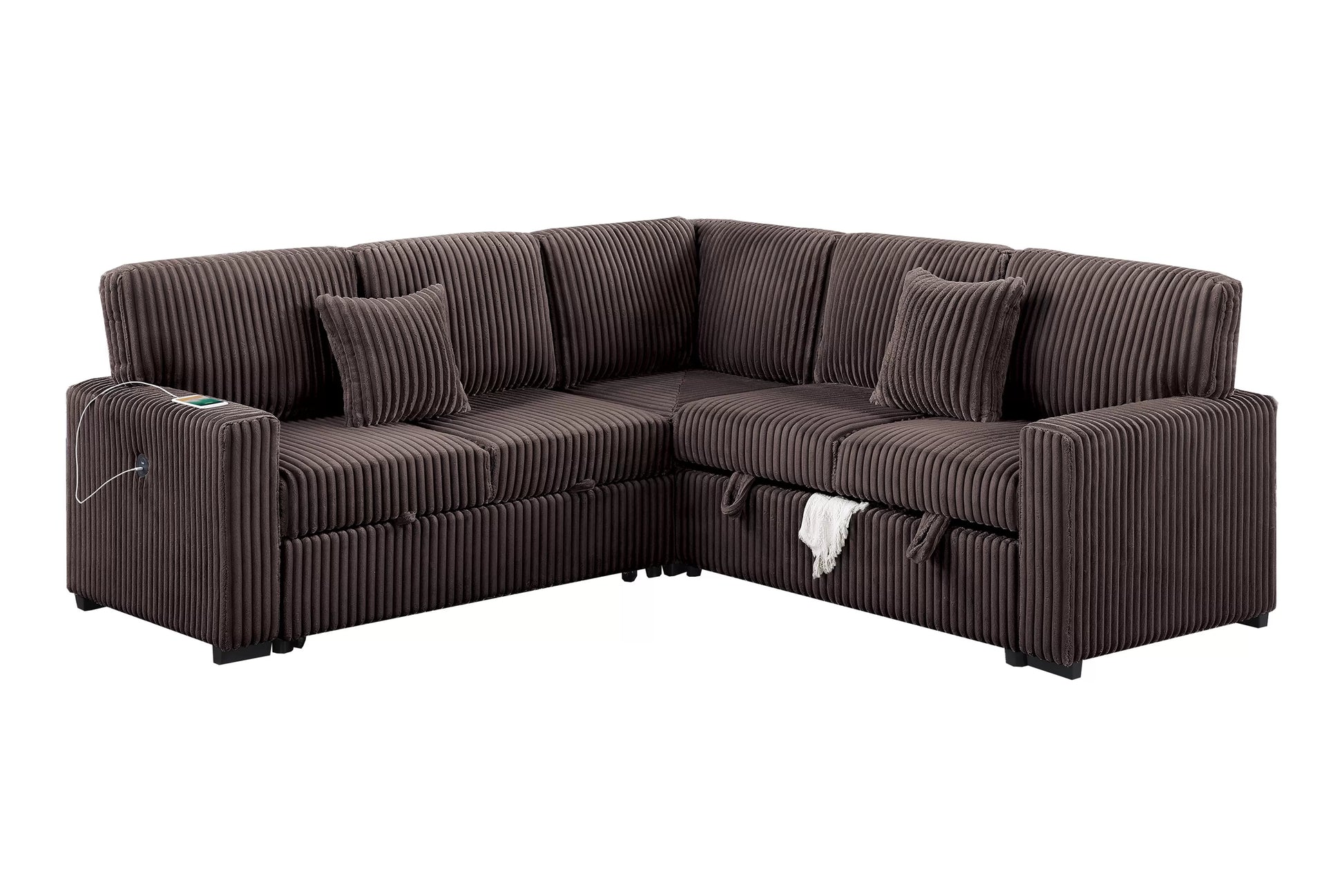 F8576 Chocolate 3-Piece Convertible Sectional — view 3