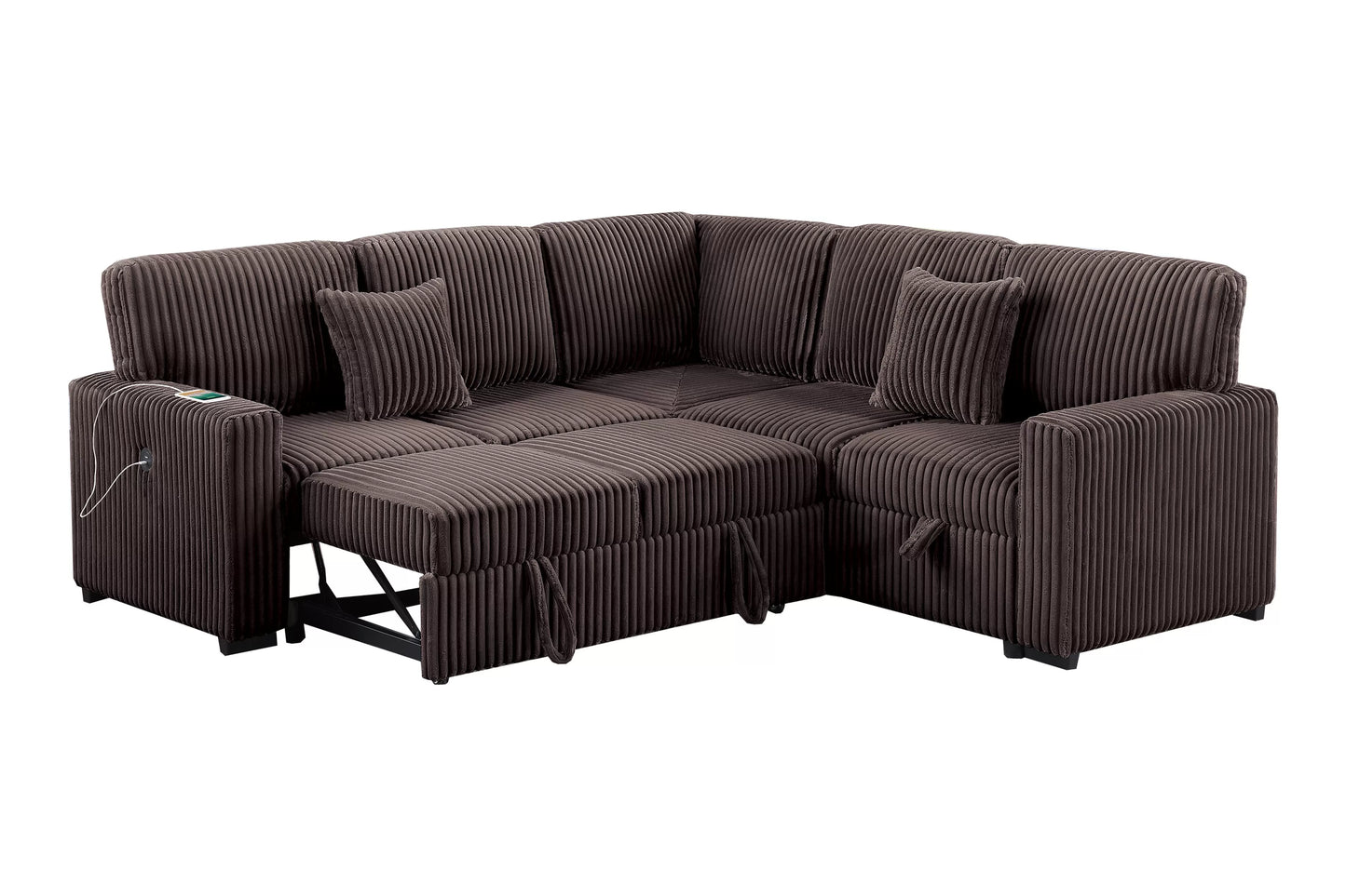 F8576 Chocolate 3-Piece Convertible Sectional — view 4