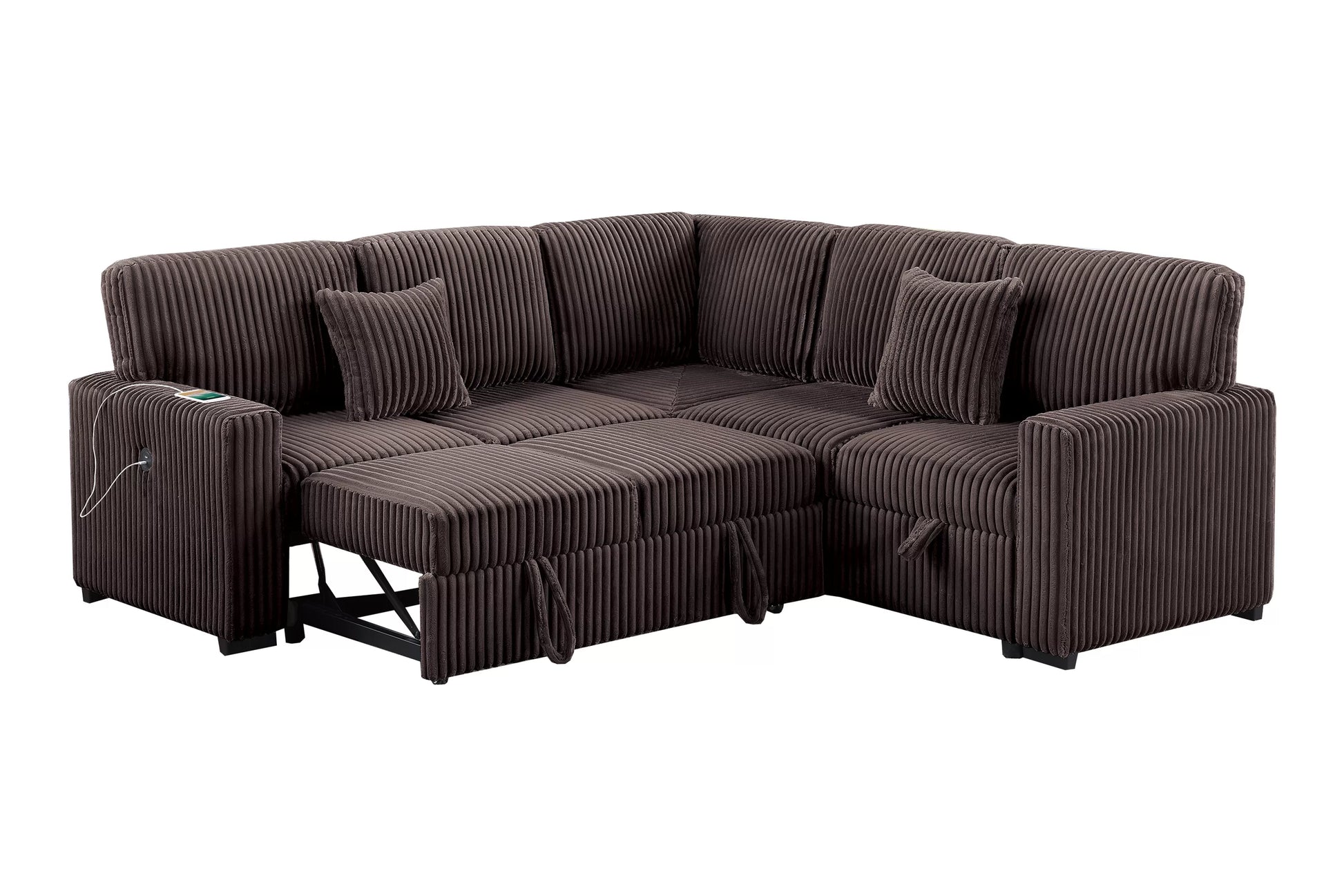 F8576 Chocolate 3-Piece Convertible Sectional — view 4