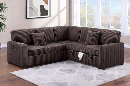 F8576 Chocolate 3-Piece Convertible Sectional — main view