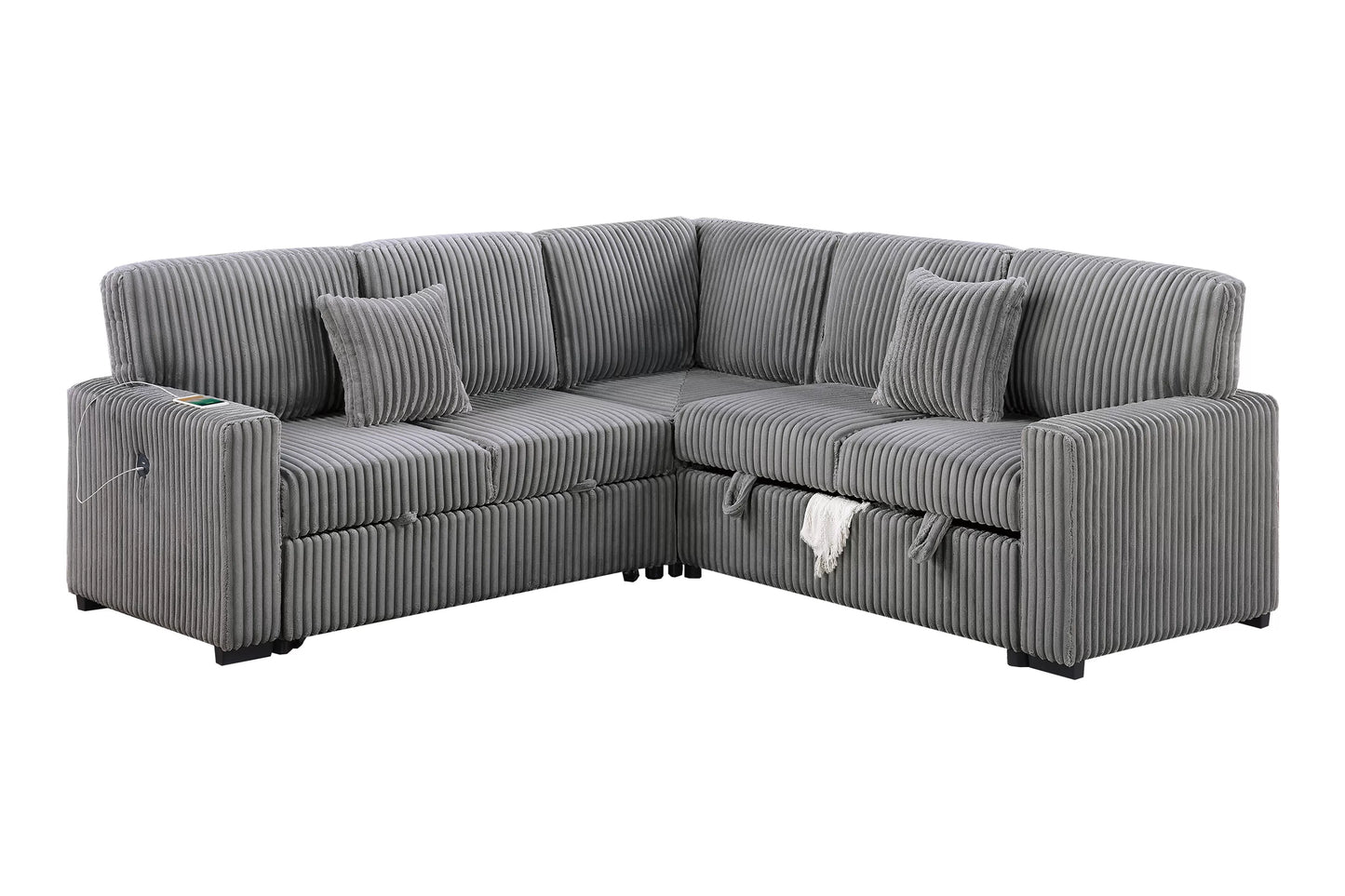 F8577 Smoke 3-Piece Convertible Sectional — view 3