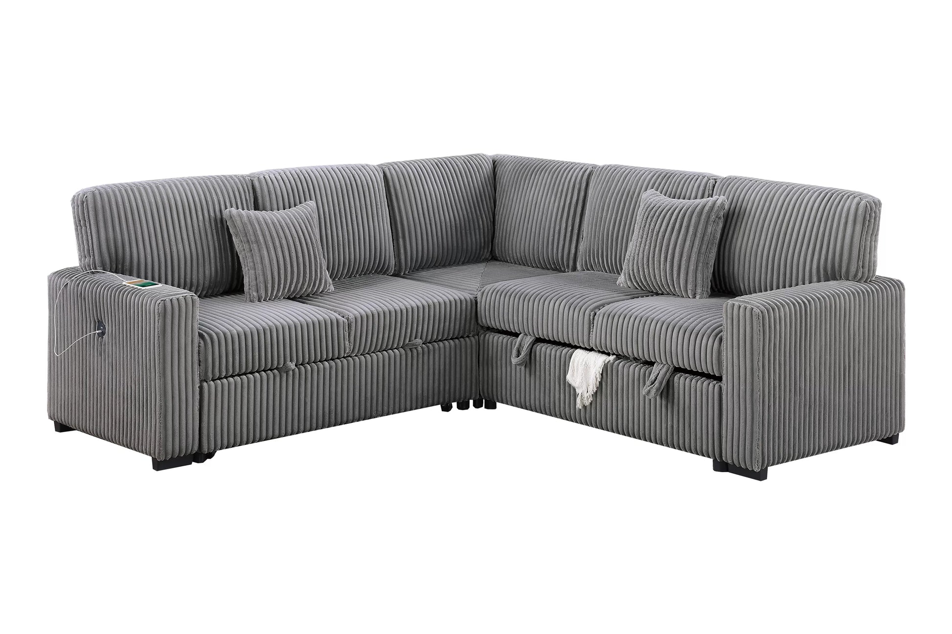 F8577 Smoke 3-Piece Convertible Sectional — view 3