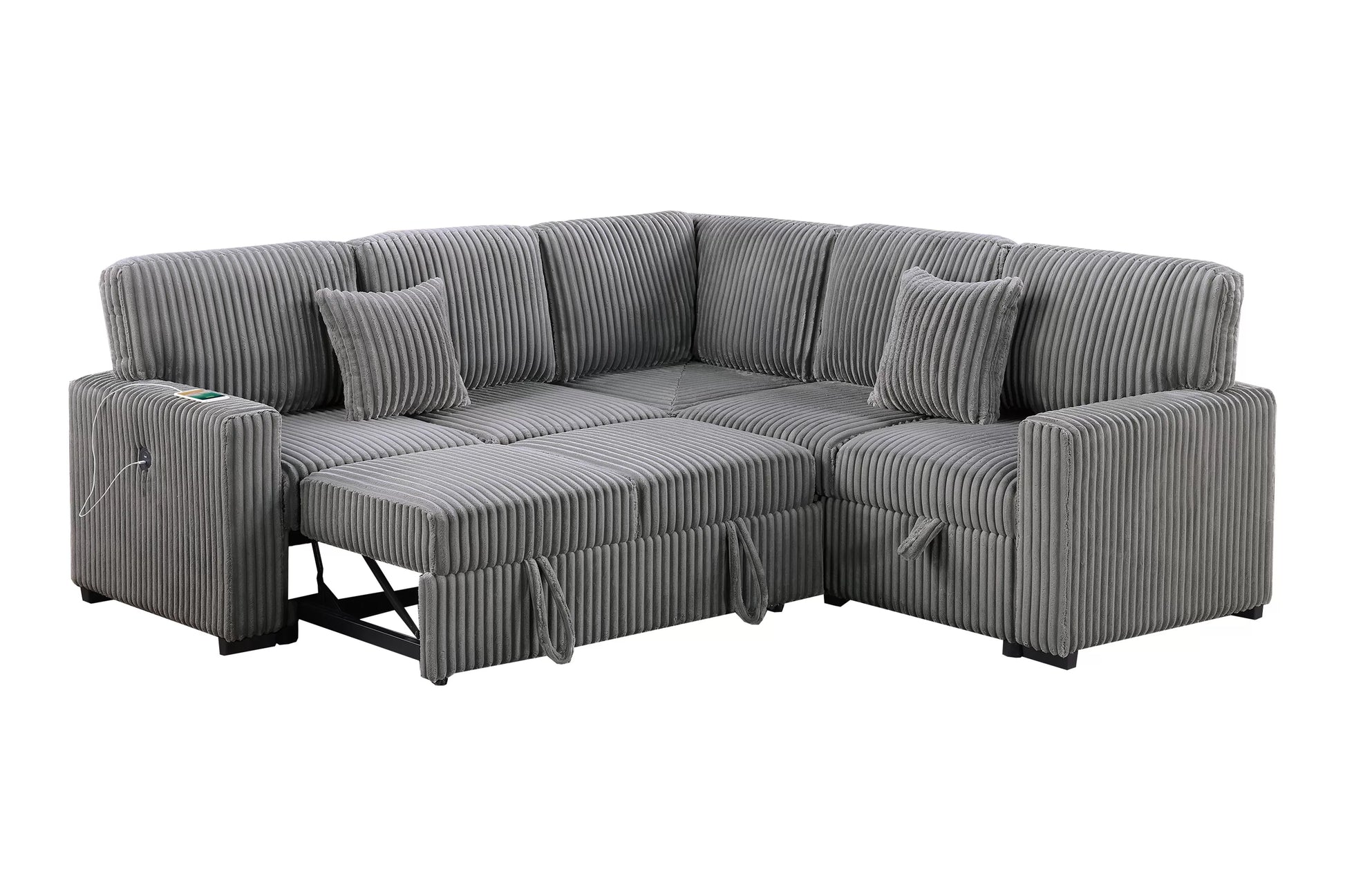 F8577 Smoke 3-Piece Convertible Sectional — view 4