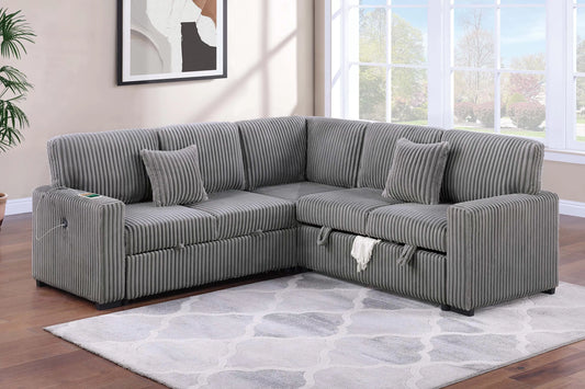 F8577 Smoke 3-Piece Convertible Sectional — main view