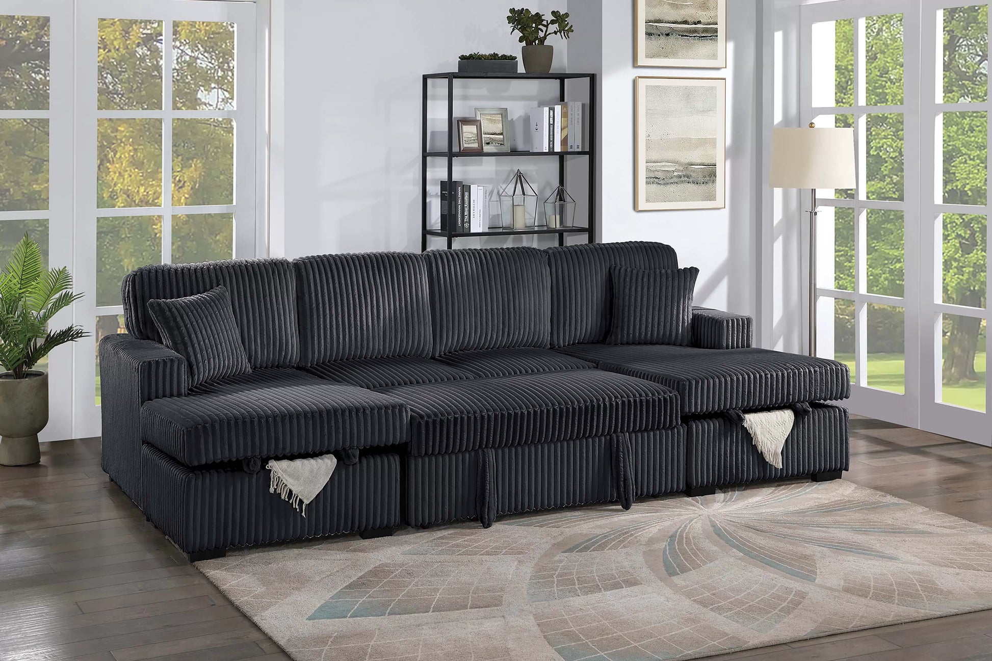 F8578 Black 3-Piece Convertible Sectional — view 2