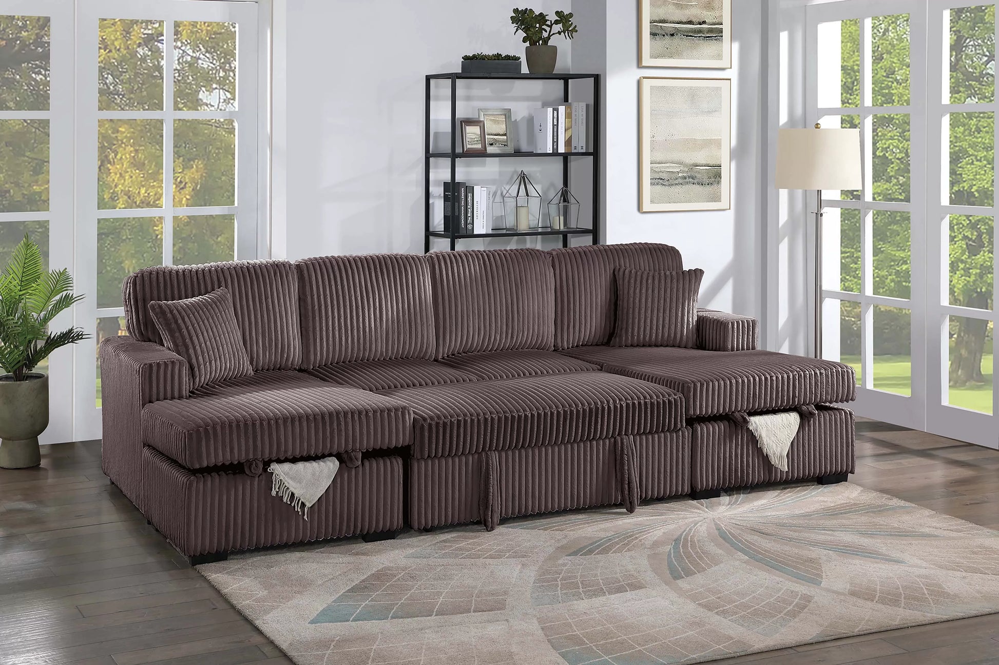 F8579 Chocolate 3-Piece Convertible Sectional — view 2