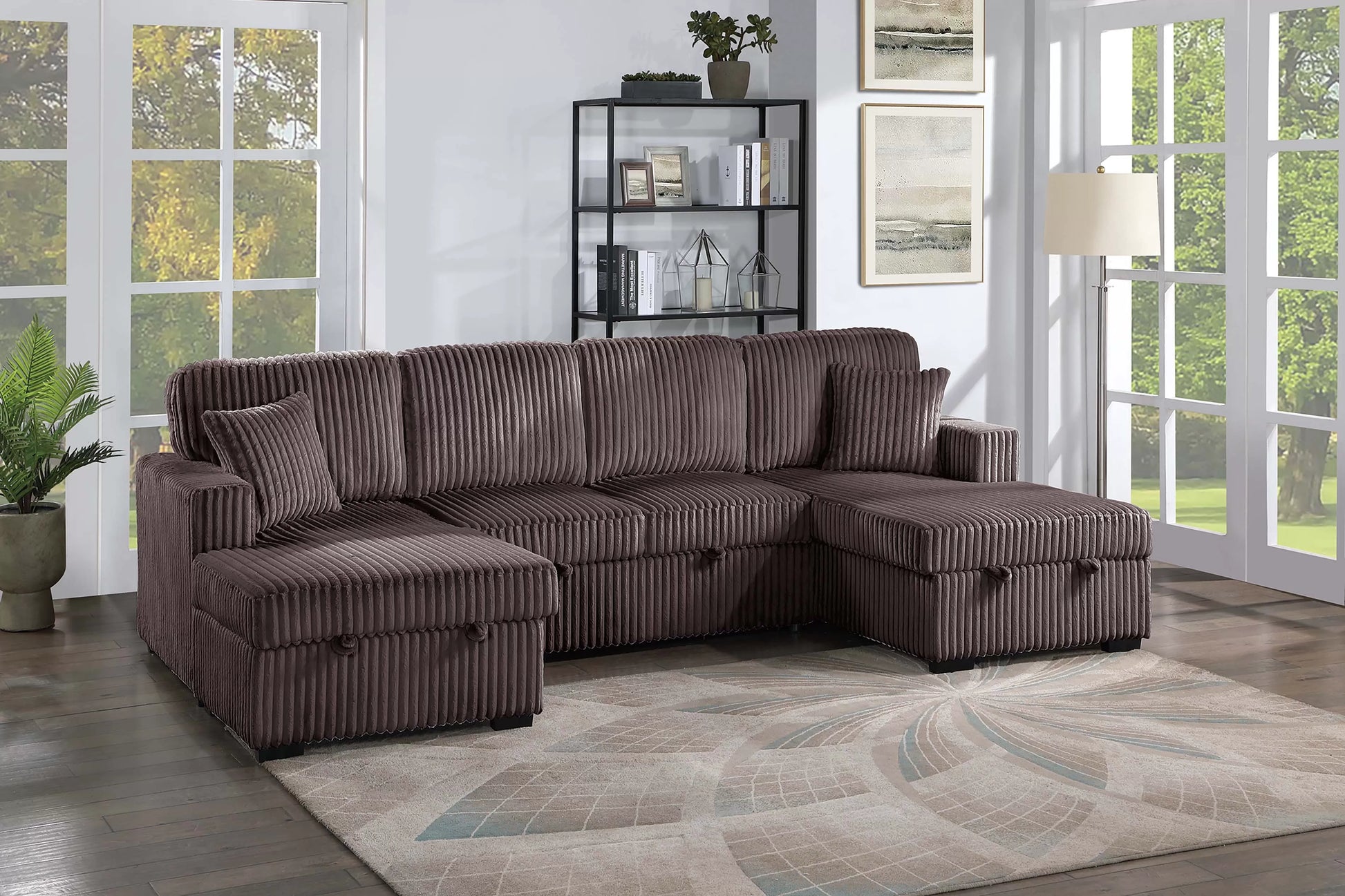 F8579 Chocolate 3-Piece Convertible Sectional — main view