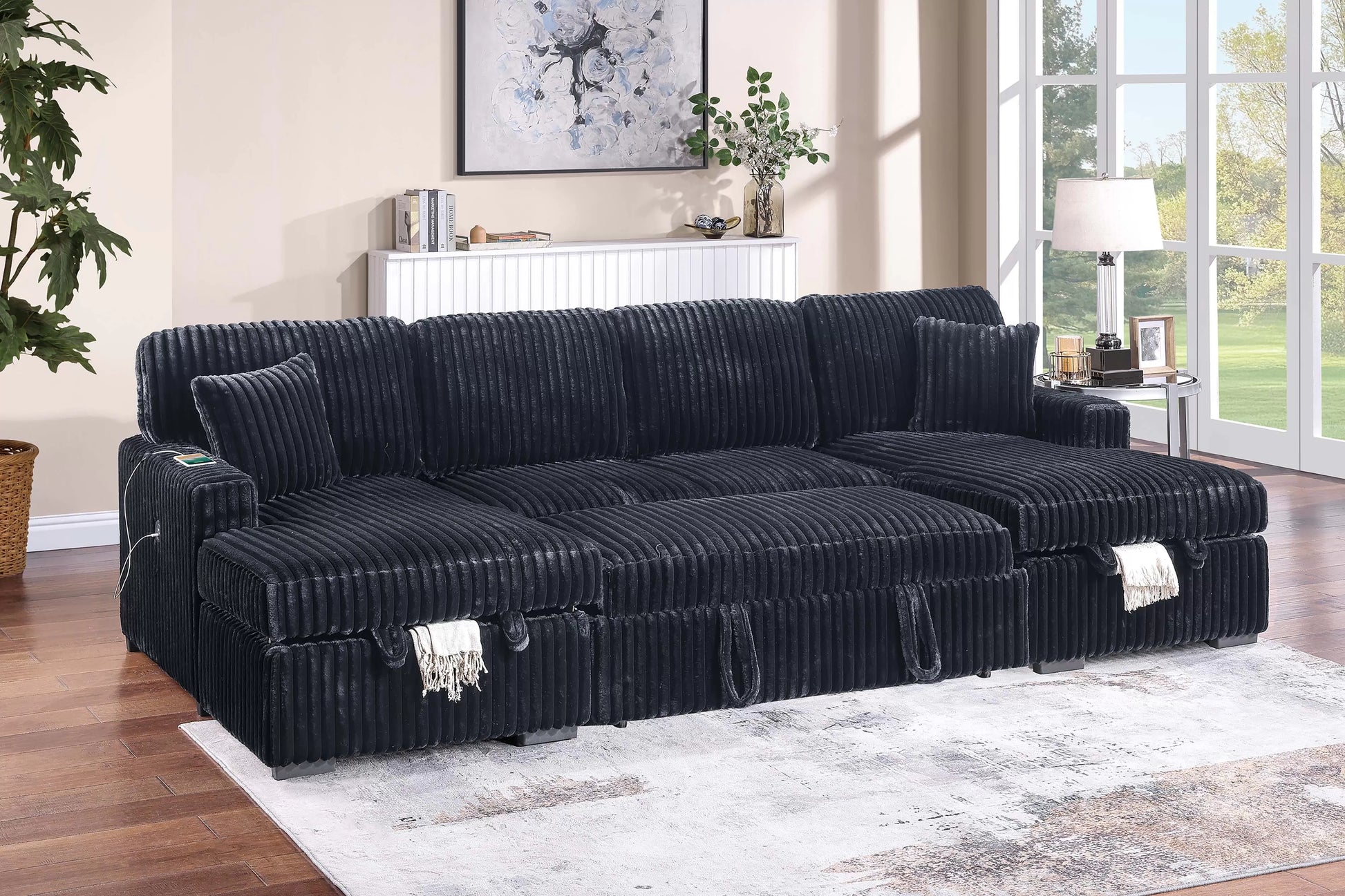 F8582 Black 3-Piece Convertible Sectional — view 2