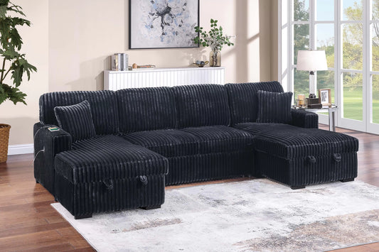 F8582 Black 3-Piece Convertible Sectional — main view