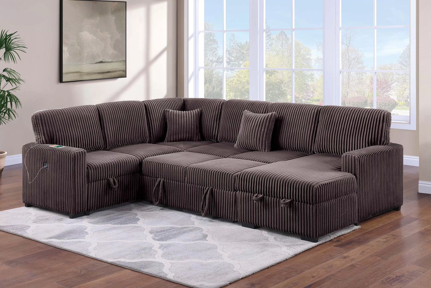 F8584 Chocolate 4-Piece Convertible Sectional — view 2