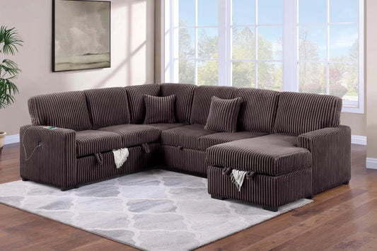 F8584 Chocolate 4-Piece Convertible Sectional — main view
