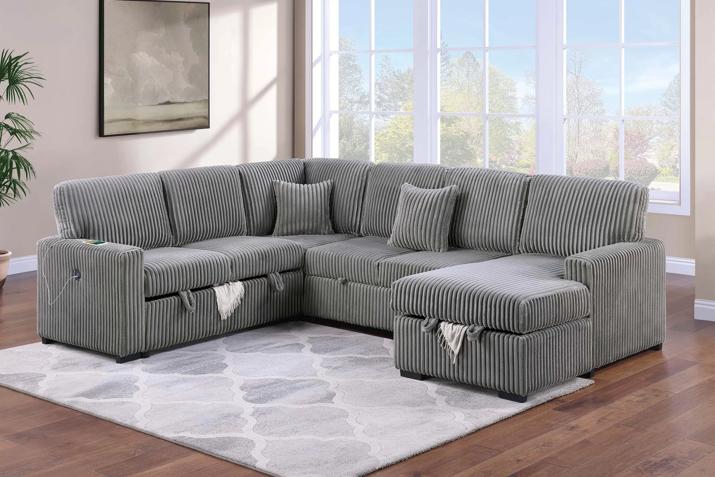 F8585 Smoke 4-Piece Convertible Sectional — main view