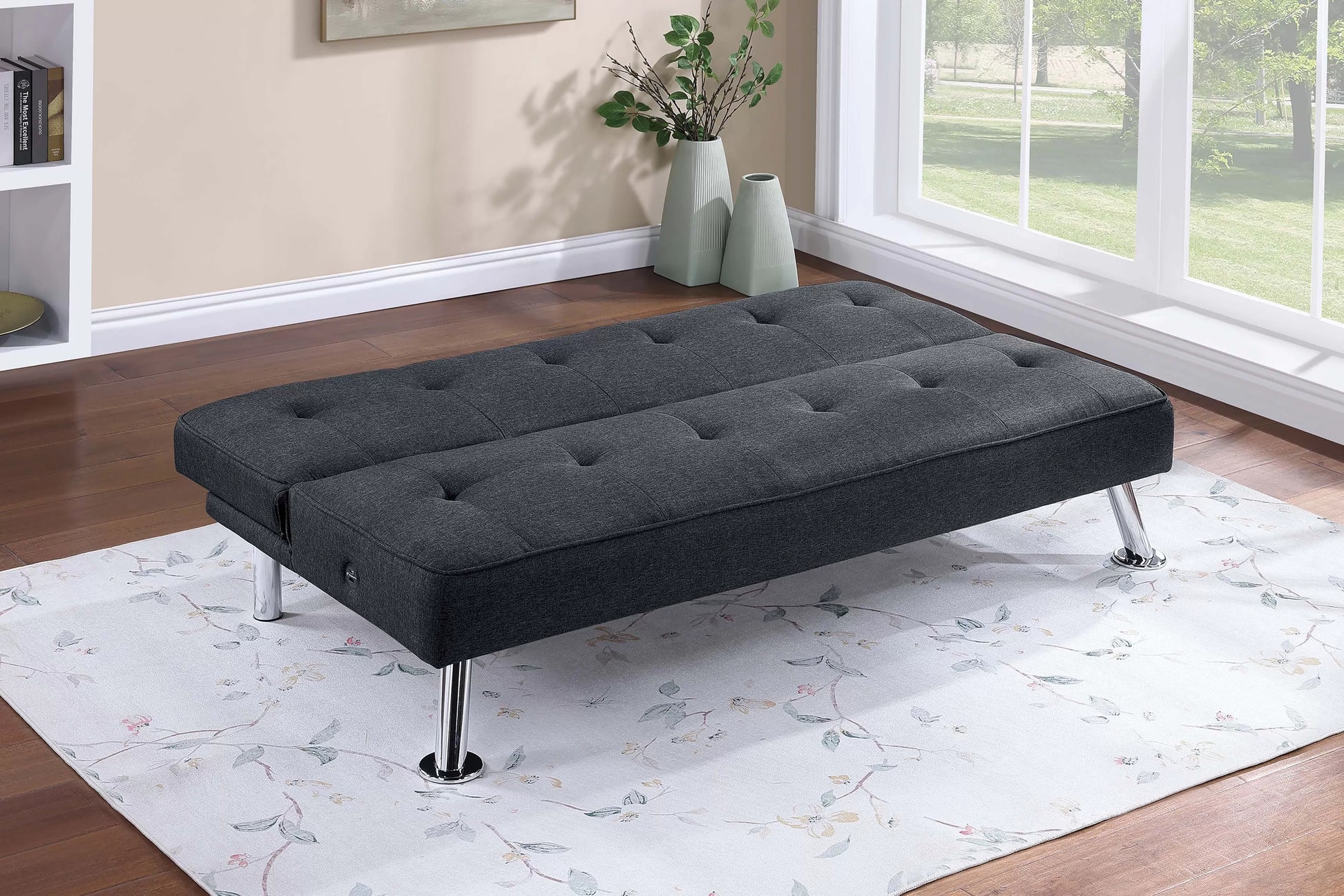 Black convertible futon sofa F8588 alternate view