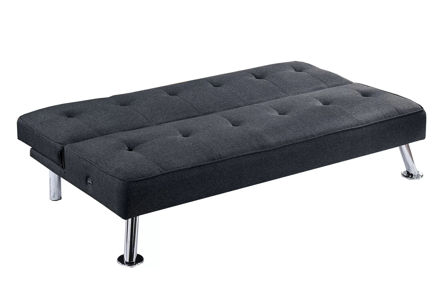 Black convertible futon sofa F8588 seating position
