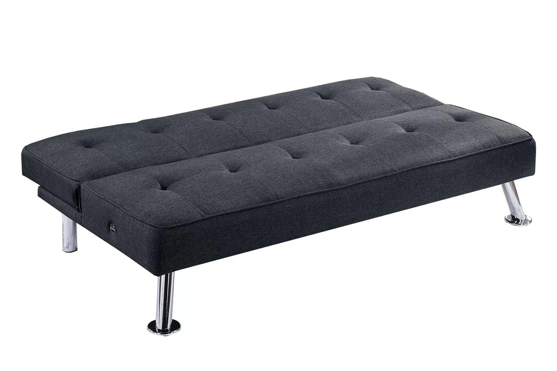 Black convertible futon sofa F8588 seating position