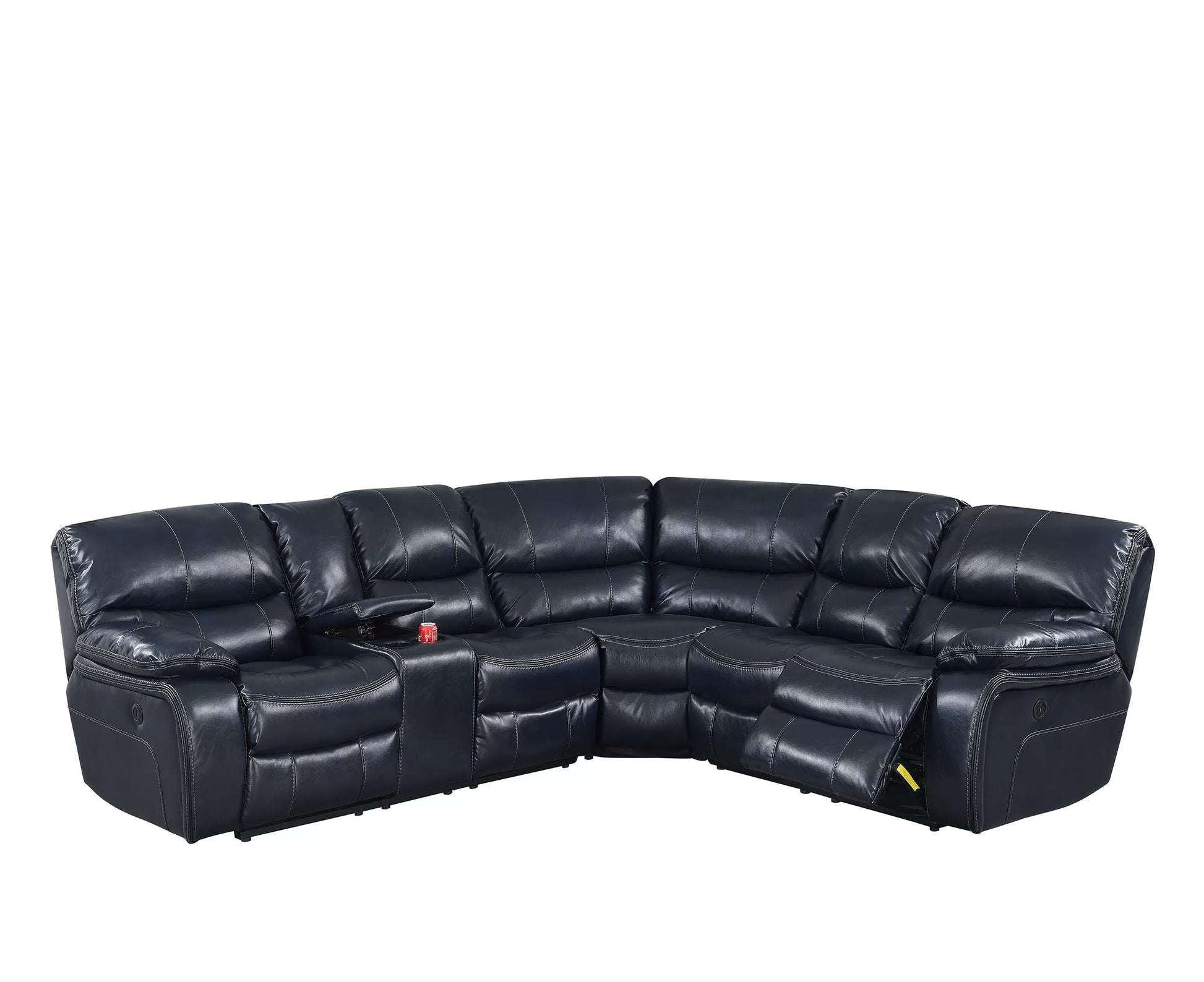 Ink Blue Gel Leatherette Power Reclining Sectional - Ink Blue