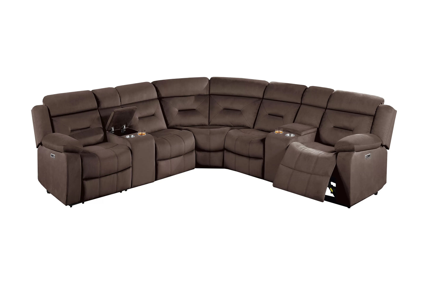 Chocolate Velvet Power Reclining Sectional - Chocolate