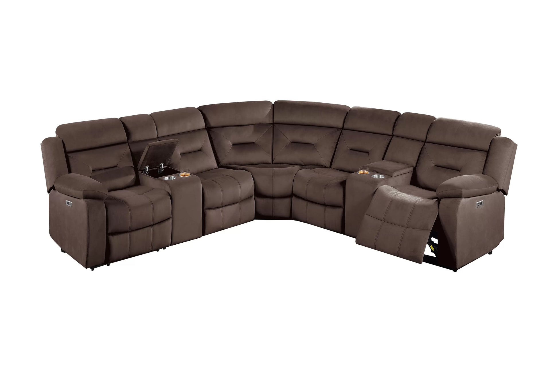 Chocolate Velvet Power Reclining Sectional - Chocolate