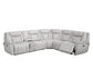 Top-Grain Leather Match Power Motion Sectional with Adjustable Headrests - Light Gray