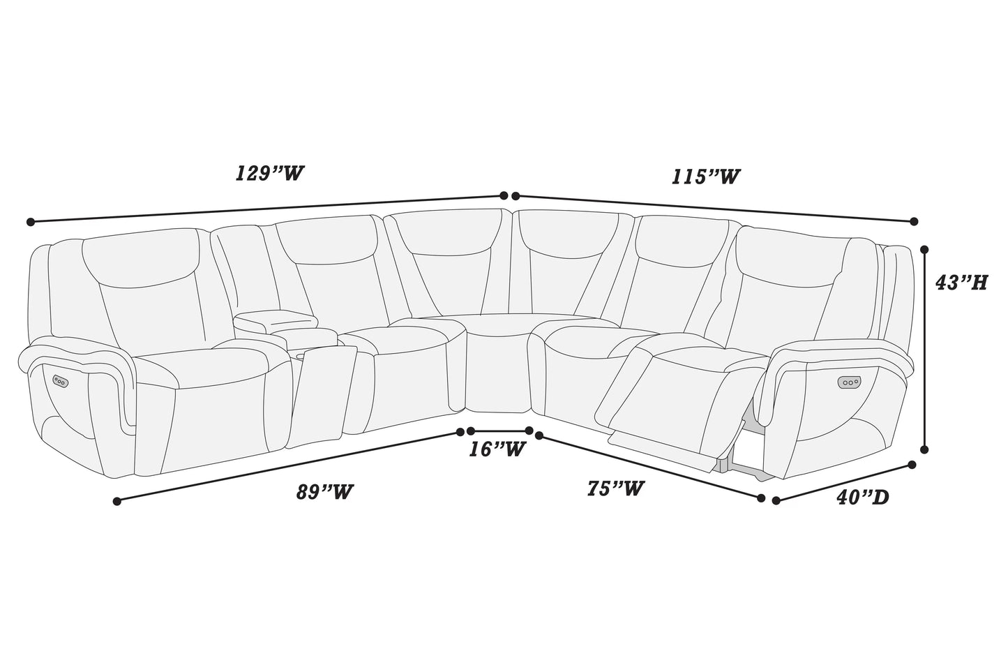 Top-Grain Leather Match Power Motion Sectional with Adjustable Headrests - Light Gray
