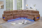 Top-Grain Leather Match Zero-Gravity Power Motion Sectional - Caramel