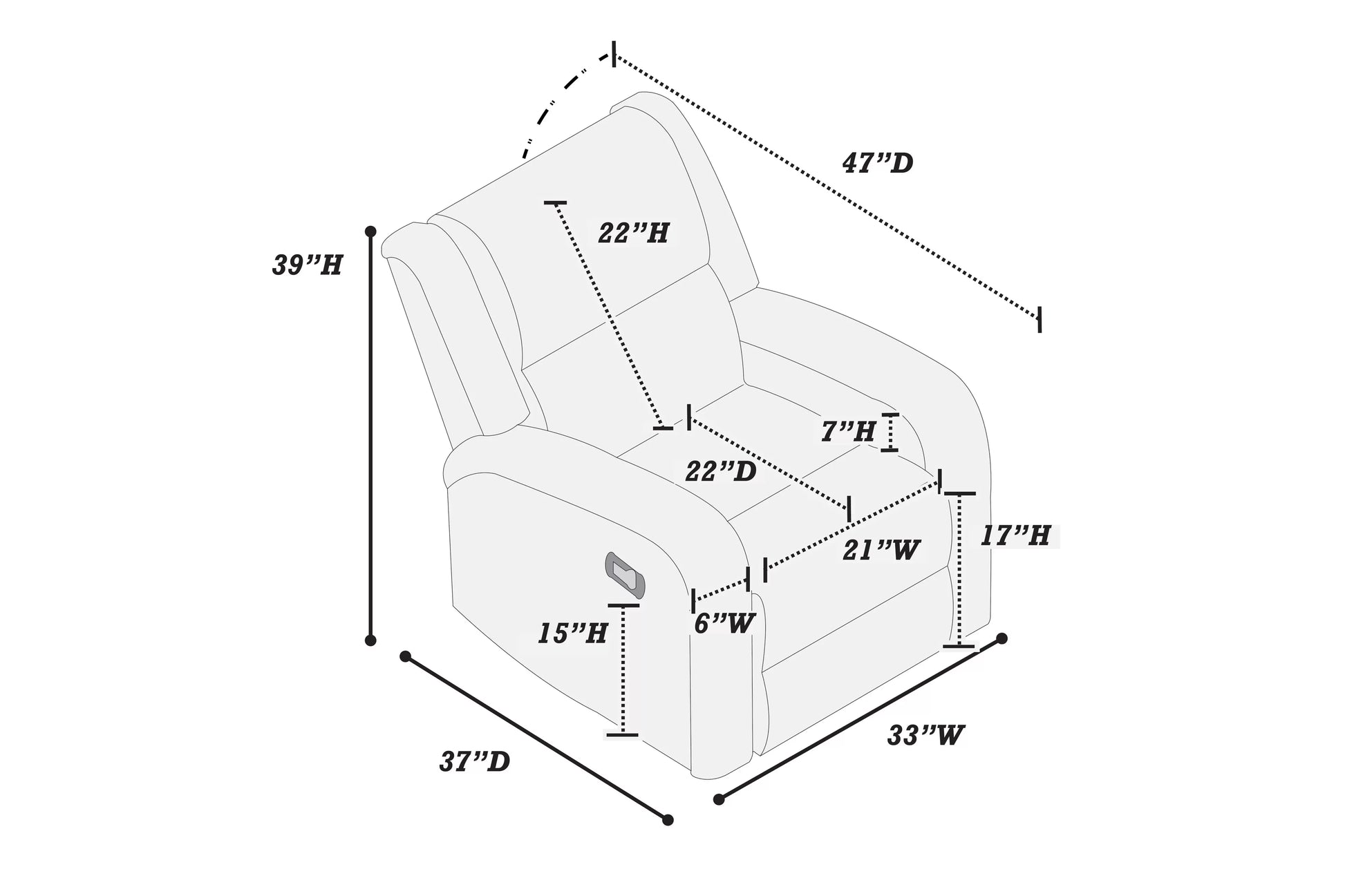 Poundex F8781 recliner view 10