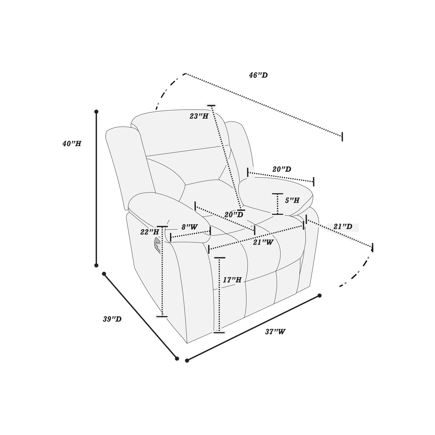 Poundex F8794 recliner view 12