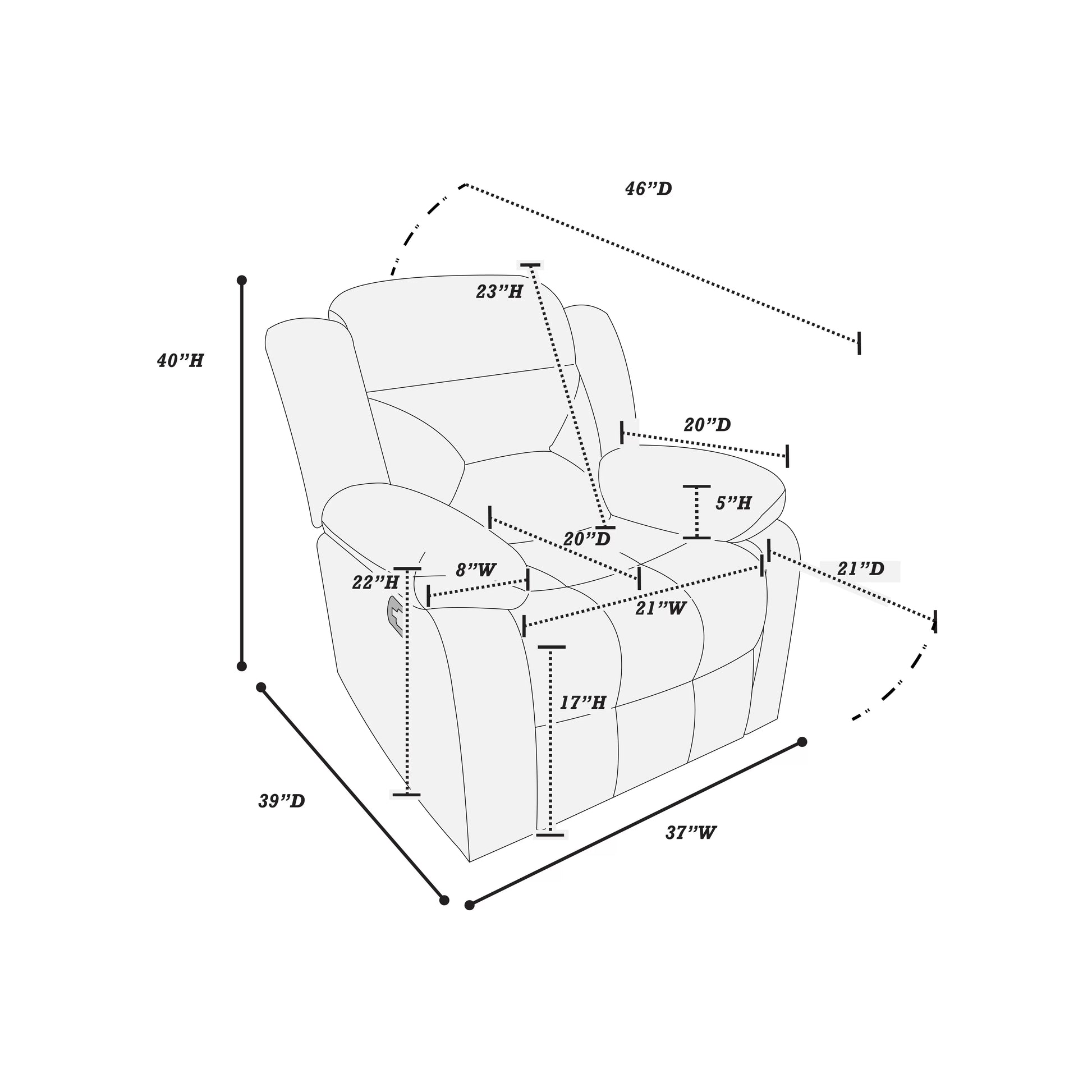Poundex F8794 recliner view 12