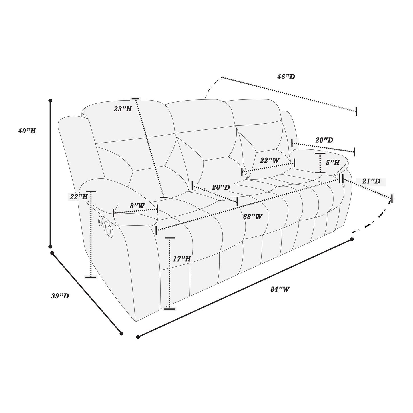 Dark Gray F8796 sofa and F8795 loveseat authentic Poundex image 5