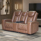 Dorian - Reclining Leather Loveseat With Power Headrest, Footrest And Cooler - Brown
