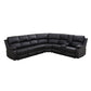 Ainehome Grandview 5-Seat Reclining Sectional Sofa in Black Faux Leather