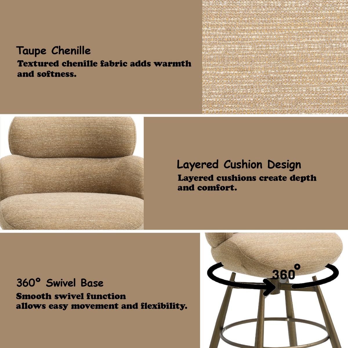 Jena - Fabric Counter Height Chair With Swivel