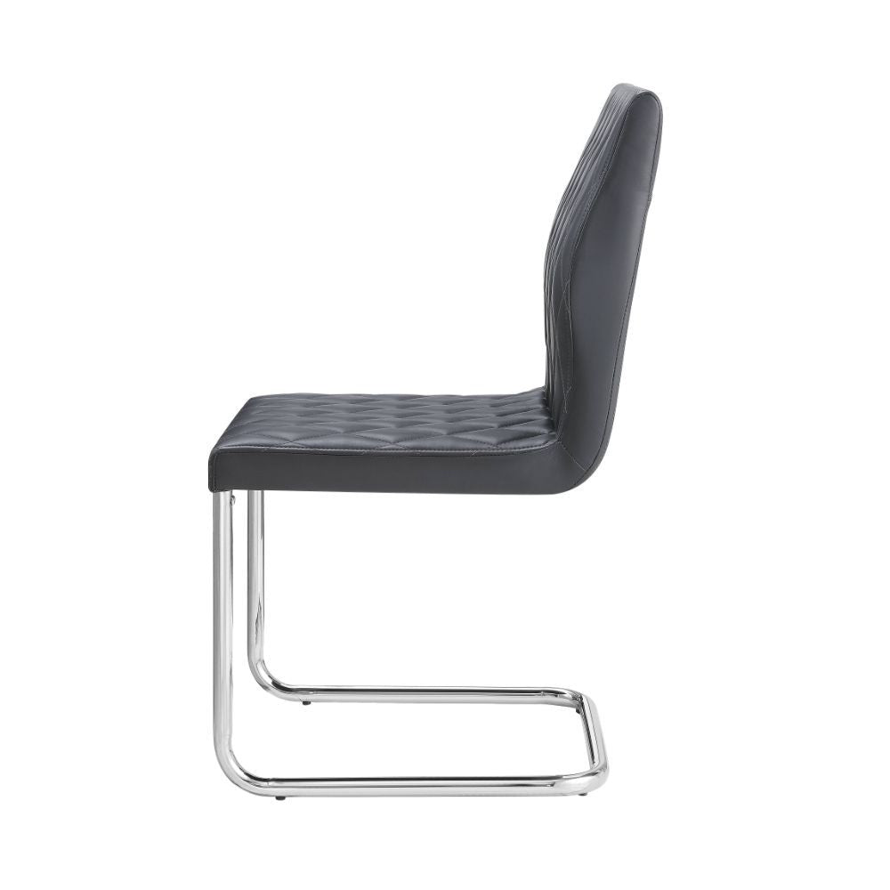 Ansonia - Side Chair (Set of 2) - Gray Synthetic Leather & Chrome