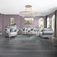 Pelumi - Chair With 3 Pillows - Light Gray Linen & Platinum