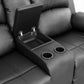Ainehome Cinema 3-Piece Black Faux Leather Manual Reclining Sofa Set