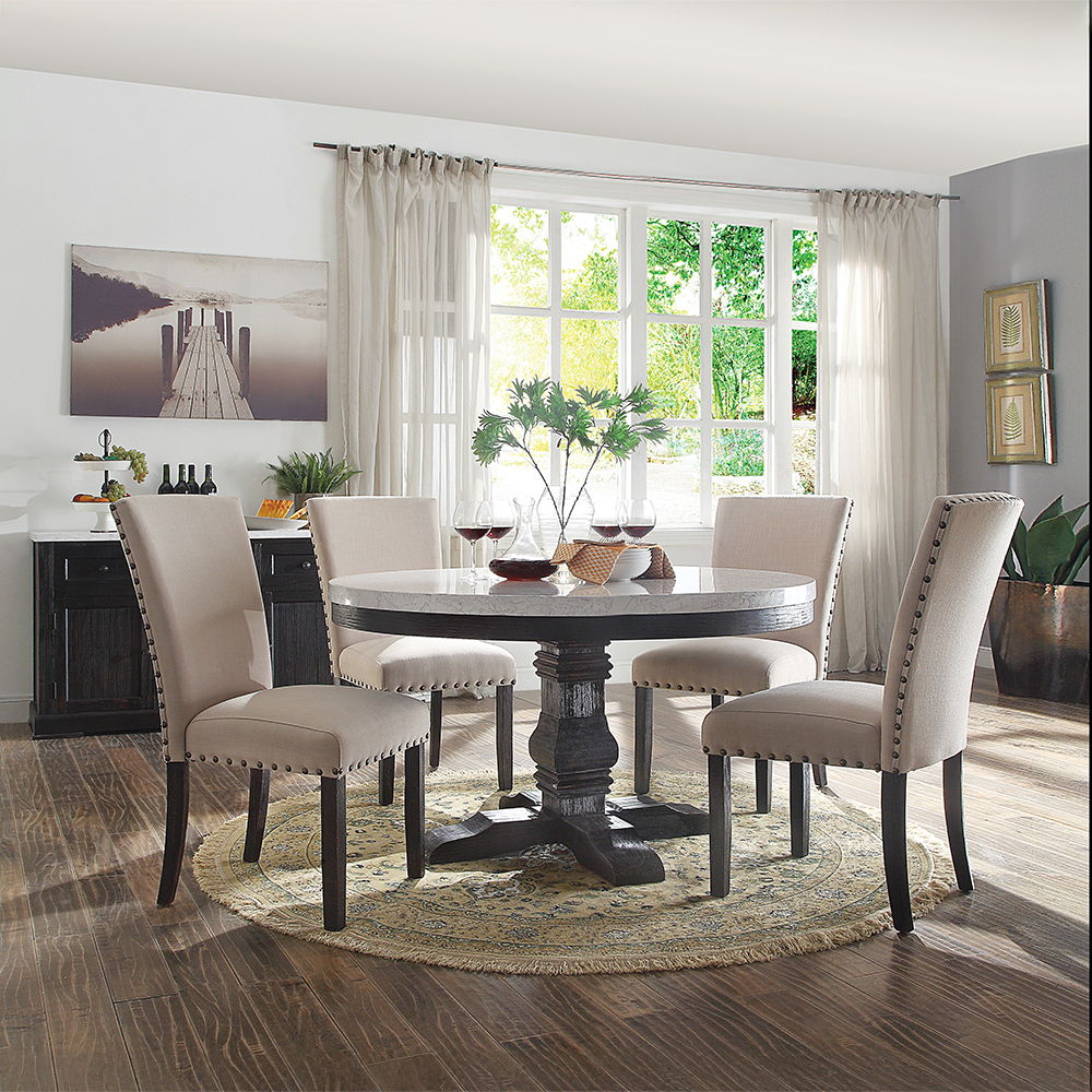 Nolan - Side Chair (Set of 2) - Linen & Salvage Dark Oak