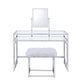 Carenze II - Vanity Set - White Faux Fur & Chrome