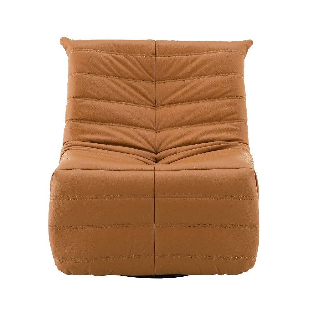 Talmon - Recliner With Swivel - Orange Synthetic Leather