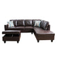 97" Wide Brown Faux Leather L-Shaped Living Room Sectional Sofa Set — image 5