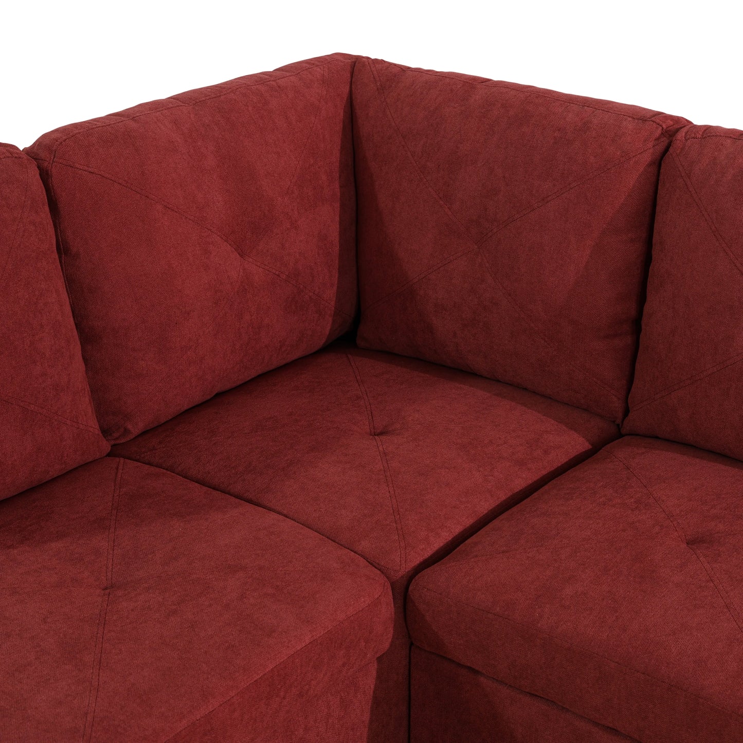 97" Wide Red Flannelette L-Shaped Living Room Sectional Sofa Set — image 14