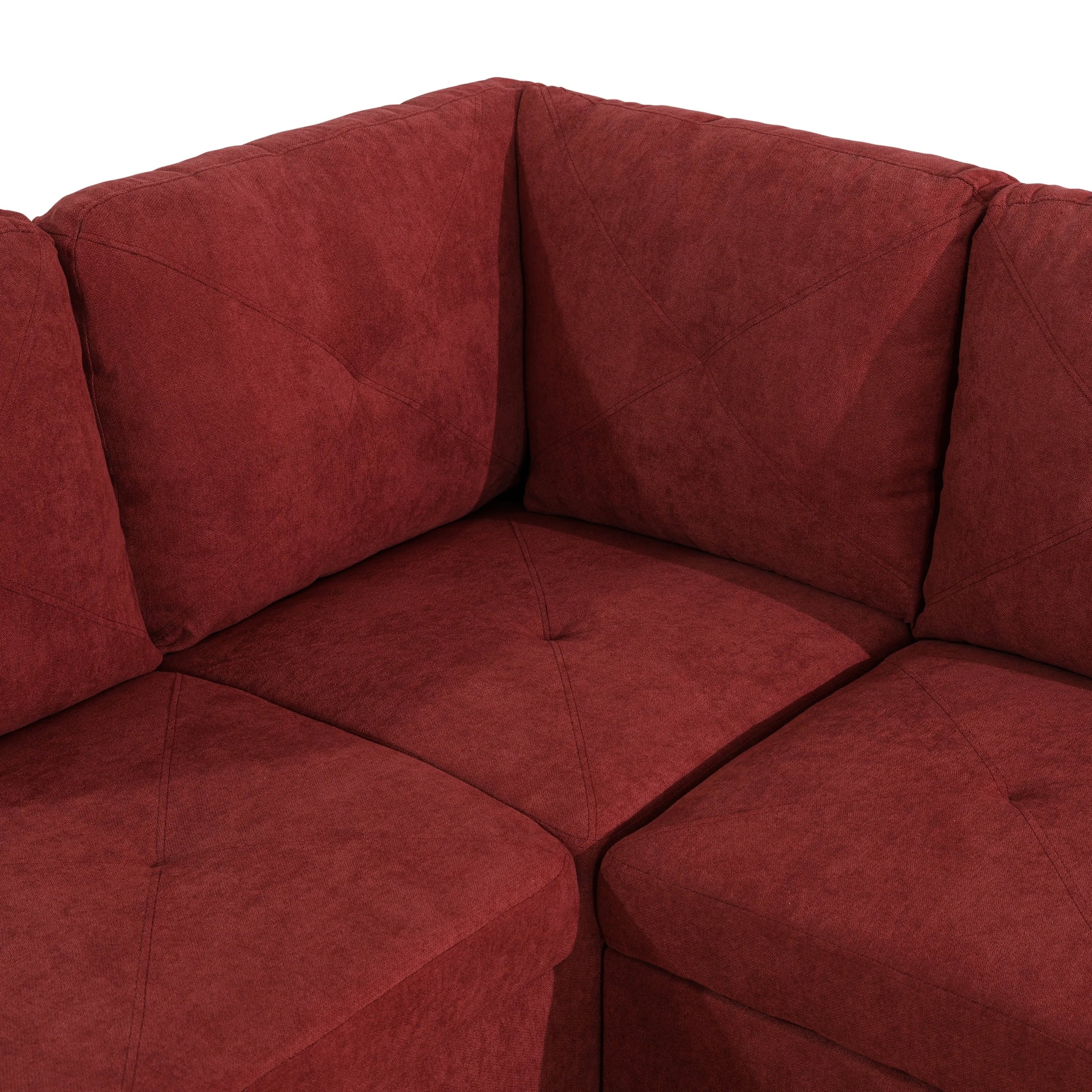 97" Wide Red Flannelette L-Shaped Living Room Sectional Sofa Set — image 14
