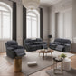 Cinema 3-Piece Textured Dark Grey Corduroy Reclining Sofa Set