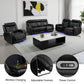 Ainehome Black Leather 5-Seater Power Reclining Sofa Set with Reading Lights & Hidden Storage