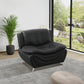Black Faux Leather 3-Piece Living Room Sofa Set with Elegant Design