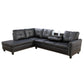 97.5" Wide Black Synthetic Leather L-Shaped Living Room Sectional Sofa Set