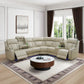 Ainehome Beige Leather Power Reclining Sectional Sofa with Reading Lamp