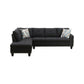 97.5" Wide Black Grey Linen L-Shaped Living Room Sectional Sofa Set