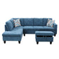97" Wide Blue Linen L-Shaped Living Room Sectional Sofa Set — image 3